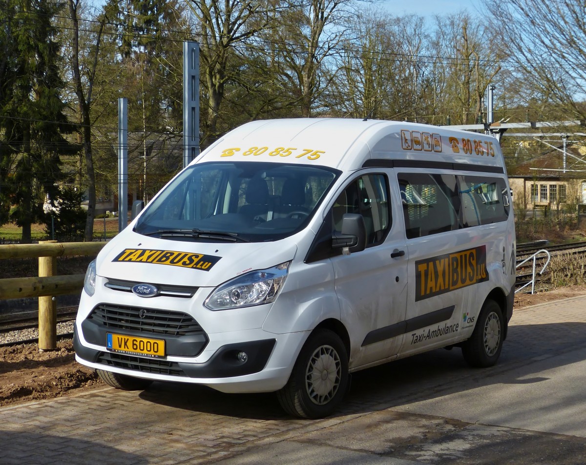 . VK 6000, Neuer Ford Transit im Einsatz als Taxi-Bus, gesehen am 11.03.2015 in Ettelbrck 