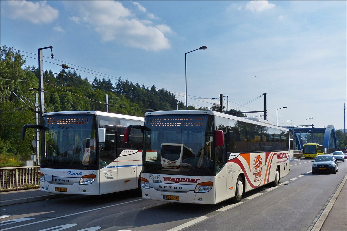 . WV 2054  Setra S 415 UL von Voyages Wagener kommt am Busbahnhof 1 in Etelbrck an.  28.08.2017