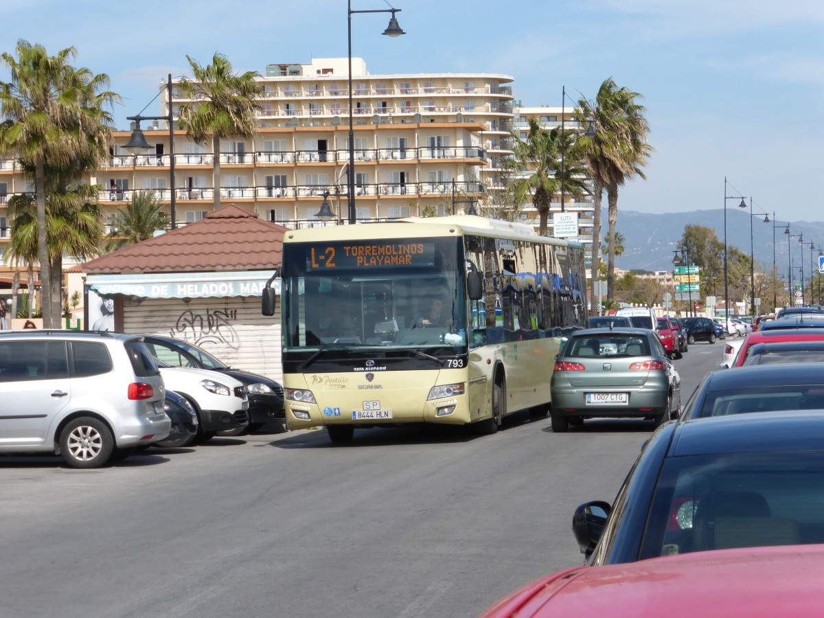 01.03.2015,Scania TATA HISPANO in Torremolinos an der Costa del Sol/Spanien.