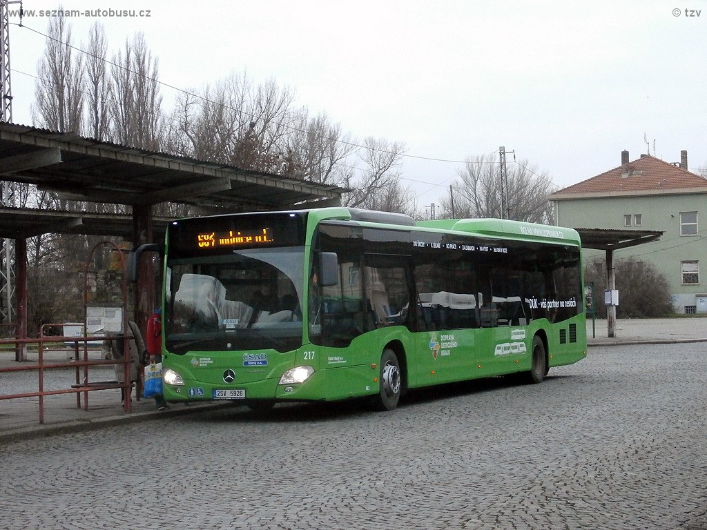 ČSAD Slaný (Mitglied der ICOM Transport) hat für Regionalverkehr in Aussiger Kreis Citaros LE gekauft. Gesamt 40 Wagen bedienen in Litoměřice und Bílina. Wagen 217 wurde am 7. Dezember 2014 in Litoměřice fotografiert.