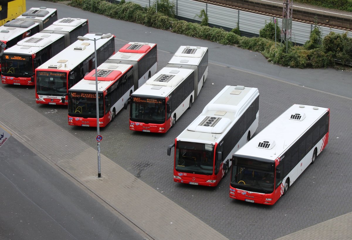 9.10.2017 Osnabrück. Gruppe Nahverkehrsbusse am Hauptbahnhof warten auf ihren Einsatz