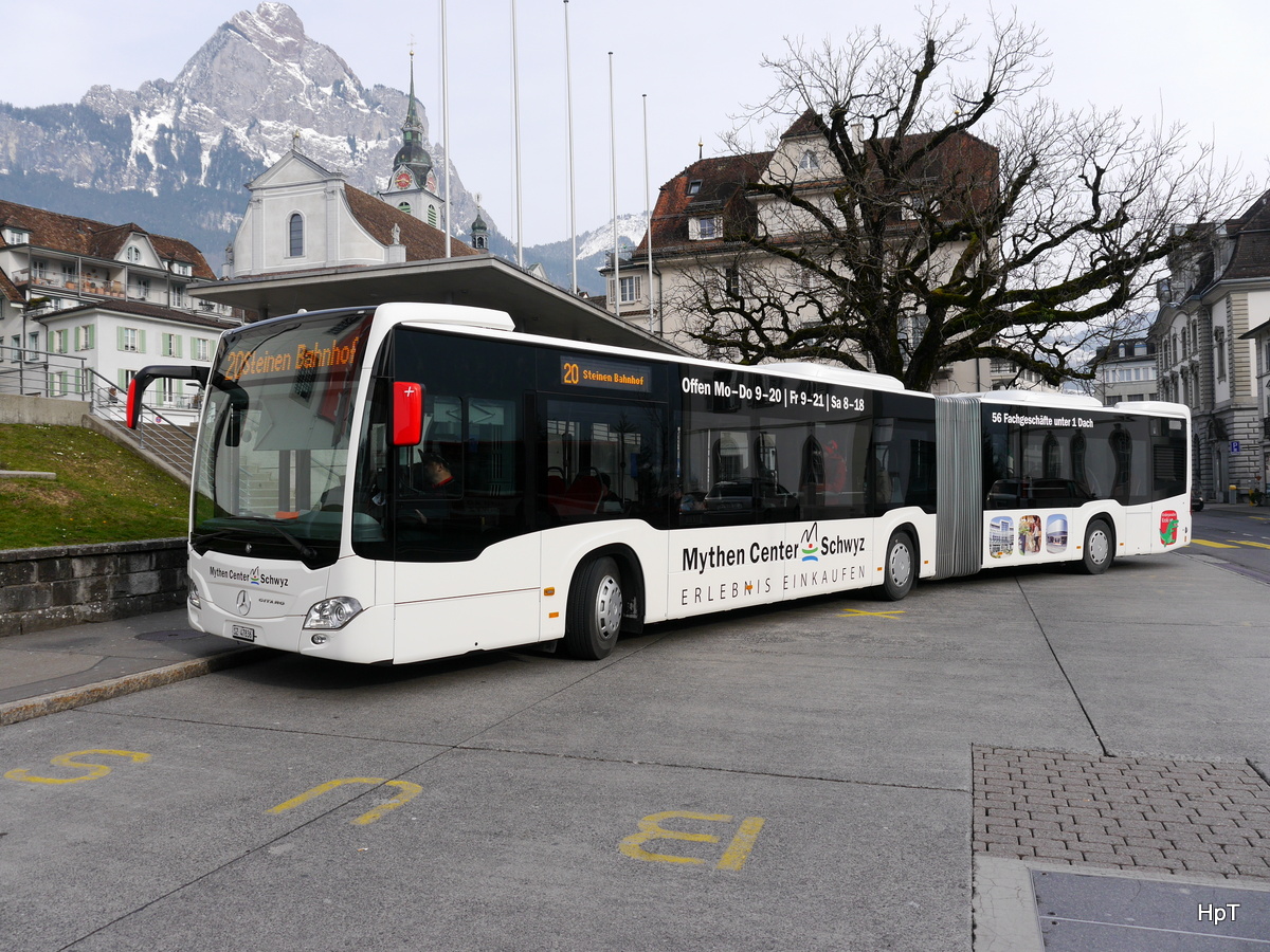 AAGS - Mercedes Citaro Nr.36  SZ 47836 unterwegs auf der Linie 20 bei den Haltestellen Schwyz Post am 27.02.2016