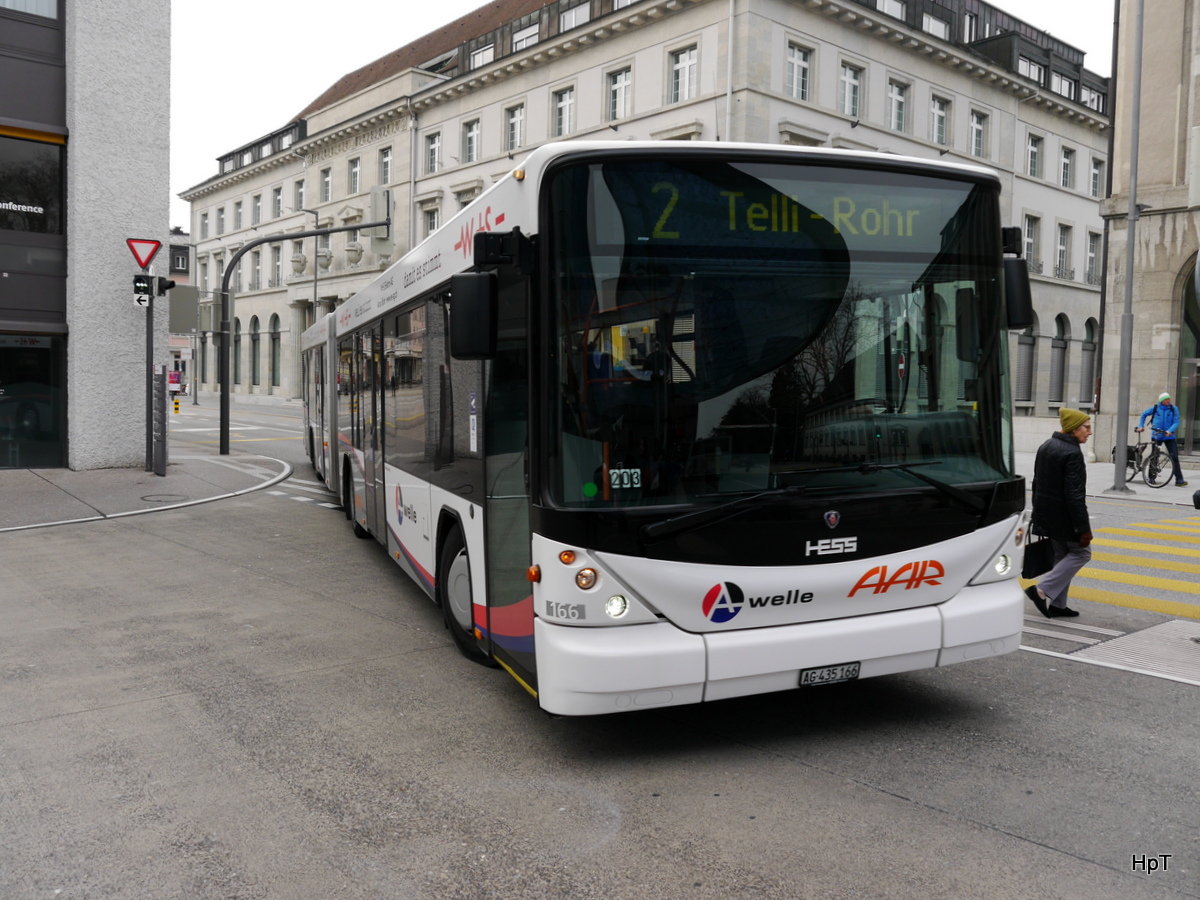 AAR - Scania-Hess Nr.166  AG 435166 beim Busbahnhof in Aarau am 28.02.2016