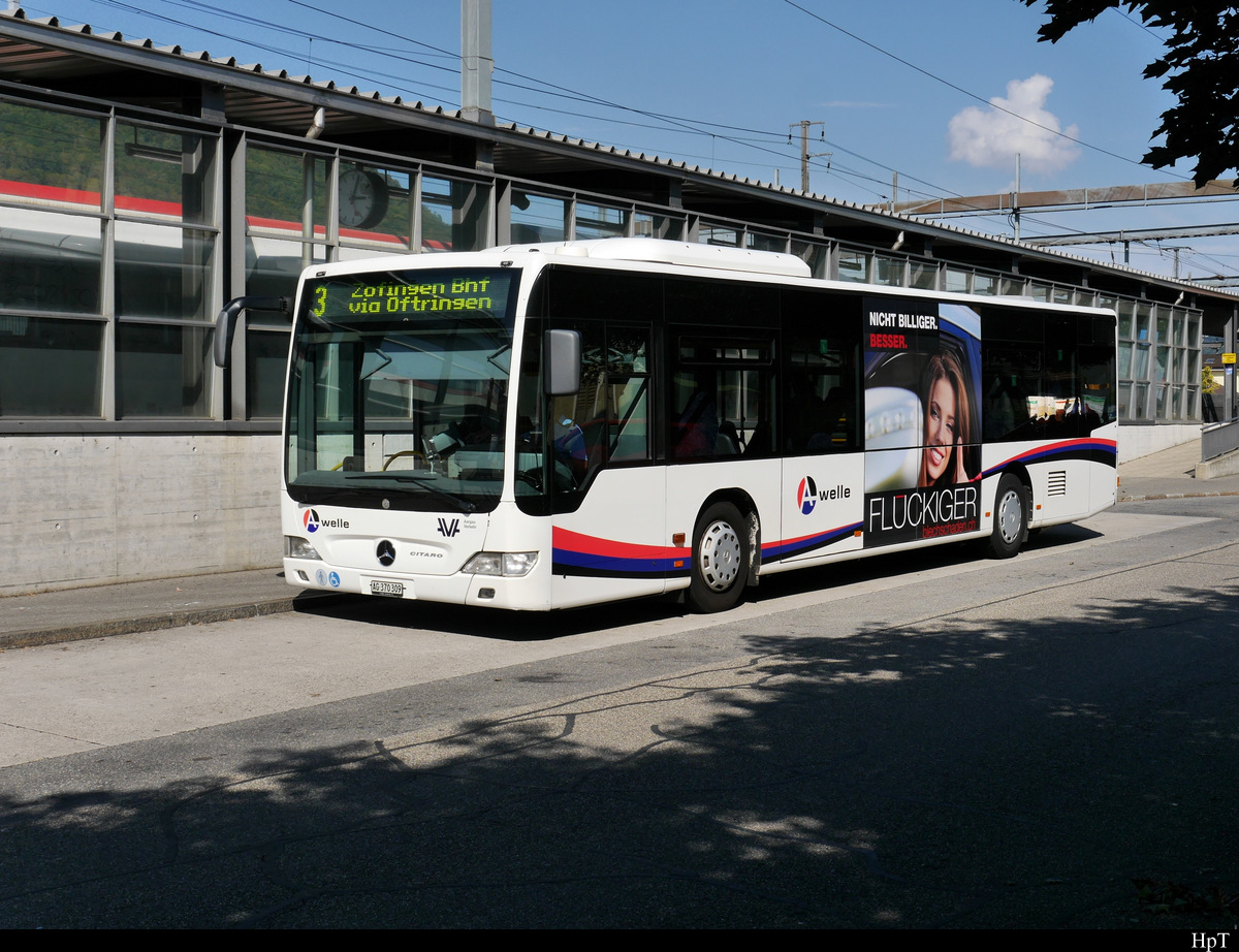 Aargau Verkehr - Mercedes Citaro AG 370309 unterwegs auf der Linie 3 beim Bahnhof Rothrist am 18.9.2018