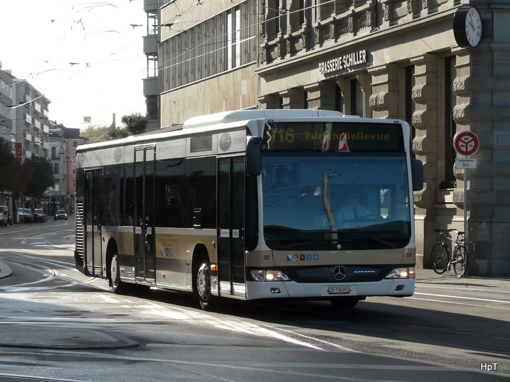 AZZK - Mercedes Citaro  Nr.52  ZH  738052 unterwegs in der Stadt Zrich am 17.10.2013