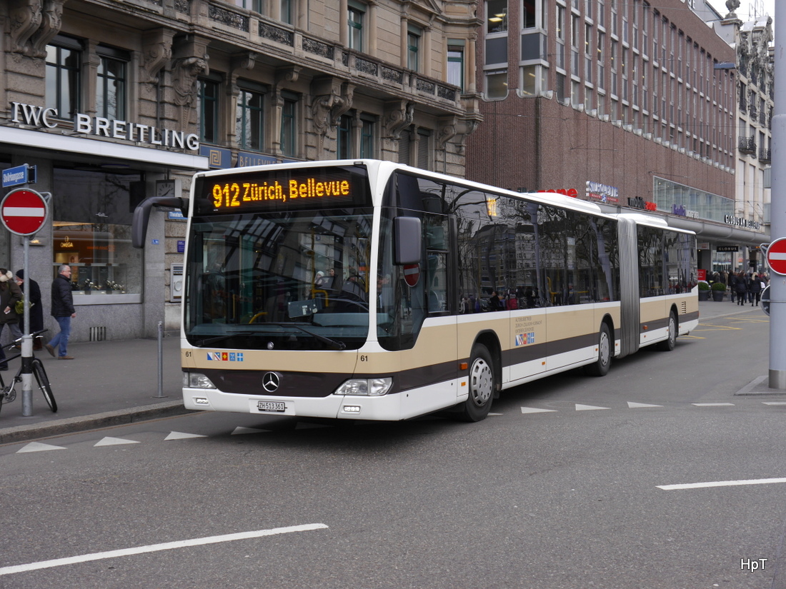 AZZK - Mercedes Citaro  Nr.61  ZH 513361 unterwegs auf der Linie 912 in der Stadt Zürich am 24.01.2015