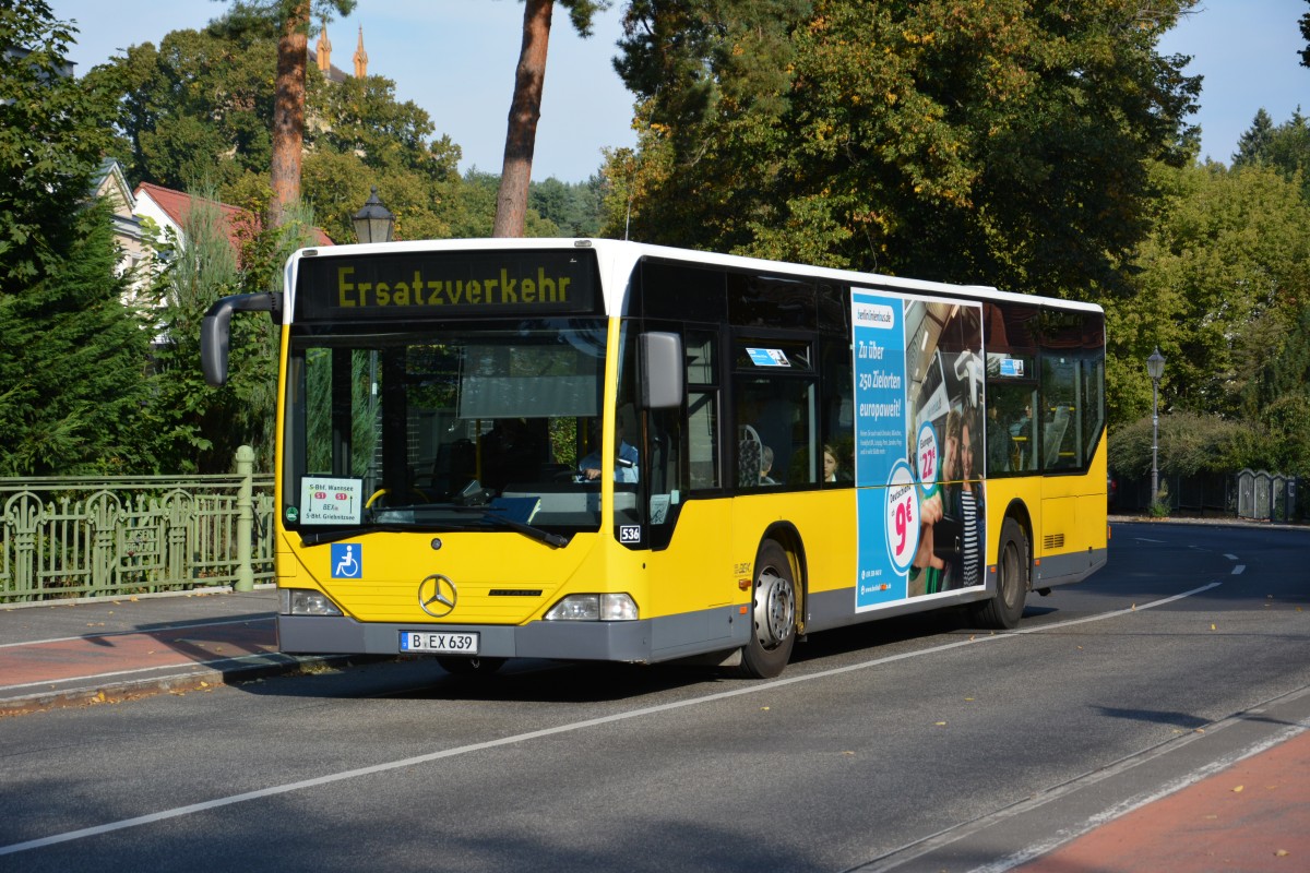 B-EX 639 (O 530 1. Generation) auf SEV fahrt für die Berliner S-Bahn am 05.09.2014. Aufgenommen Neue Kreisstraße Berlin/Kohlhasenbrück.
