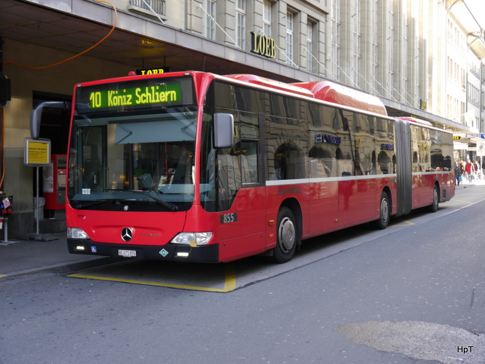 Bern Mobil - Mercedes Citaro  Nr.855 BE  671855 unterwegs auf der Linie 10 bei der Haltestelle LOEB / SBB am 22.11.2014