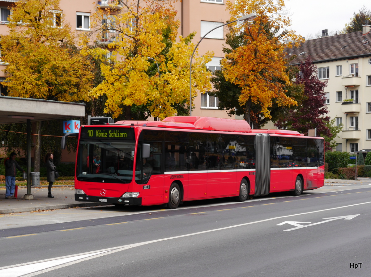 Bern Mobil - Mercedes Citaro Nr.853  BE 671853 unterwegs auf der Linie 10 in der Stadt Bern am 11.10.2015