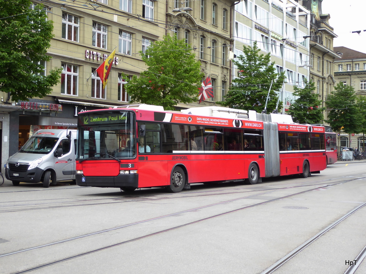 Bern Mobil - NAW Trolleybus Nr.3 unterwegs auf der Linie 12 in der Stadt Bern am 21.06.2016