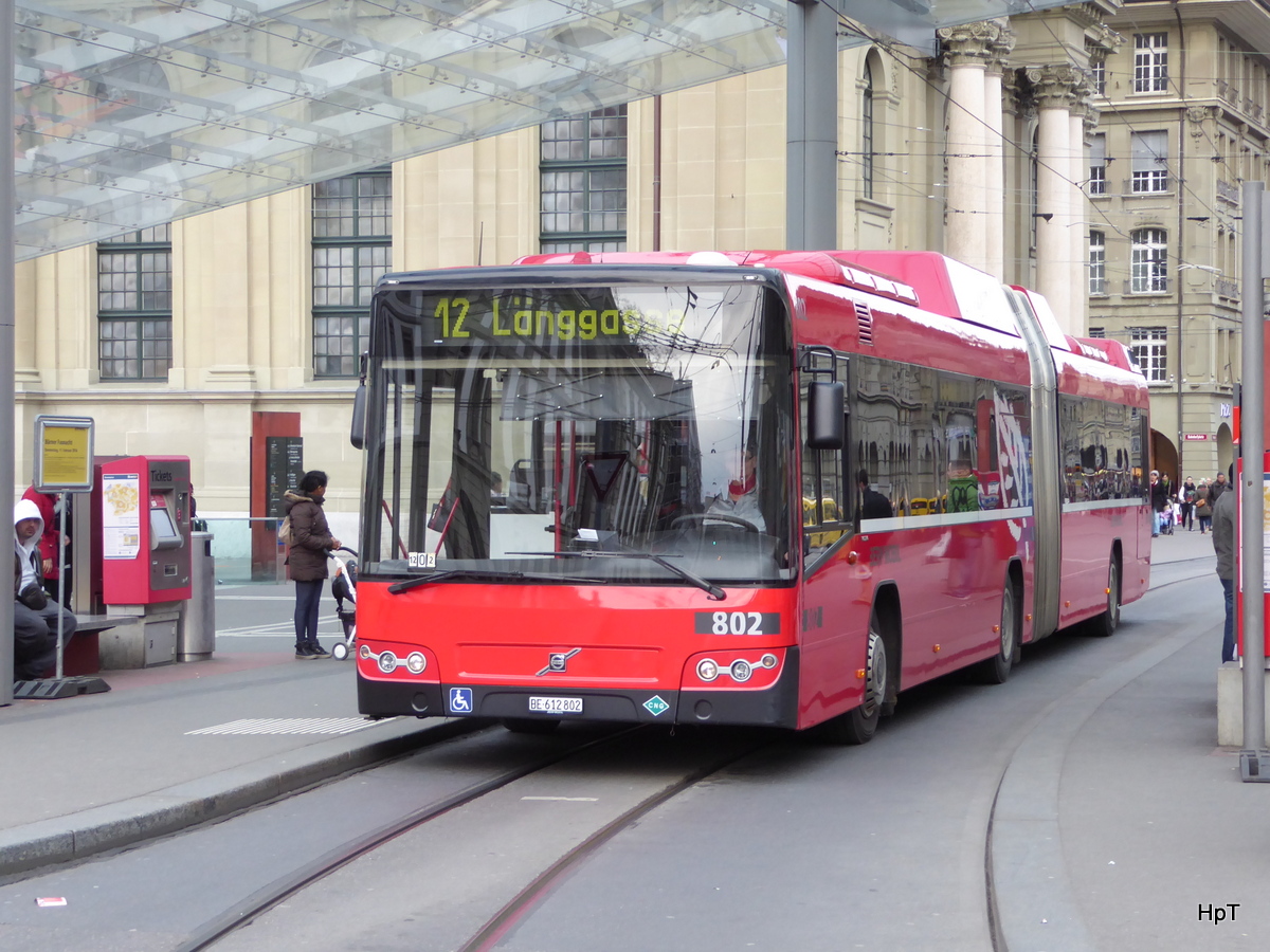 Bern mobil - Volvo 7700  Nr.802  BE 612802 unterwegs auf der Linie 12 in der Stadt Bern am 11.02.2016
