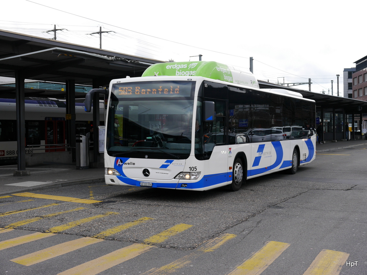 BOGG - Mercedes Citaro Nr.105  SO 122204 unterwegs auf der Linie 503 in Olten bei den Bushaltestellen vor dem SBB Bahnhof Olten am 03.02.2018