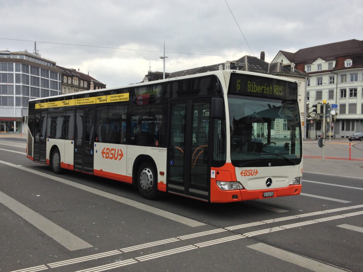 BSU Citaro II Nr. 80 beim Bahnhof Solothurn, 02.03.2014.
