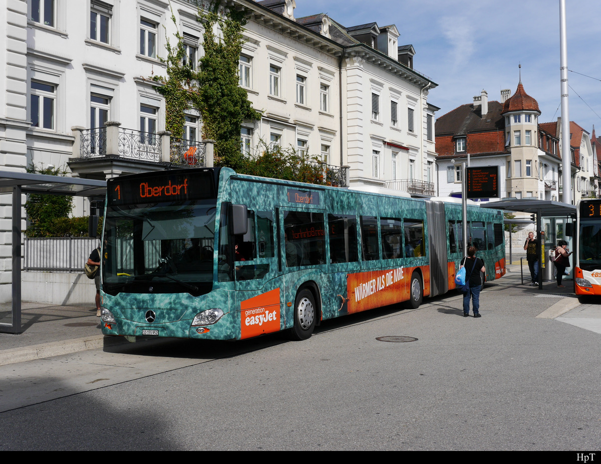 BSU - Mercedes Citaro Nr.52 SO 155952 unterwegs auf der Linie 1 bei der Haltestellen vor dem Bahnhof in Solothurn am 14.08.2019