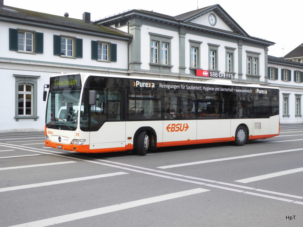 BSU - Mercedes Citaro Nr.81  SO 148781 unterwegs auf der Linie 6 bei den Bushaltestellen vor dem Bahnhof in Solothurn am 03.09.2017