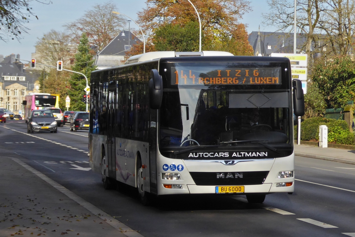 BU 6000, MAN Lion's City von Autocars Altmann, aufgenommen in der Stadt Luxemburg. 11.2019
