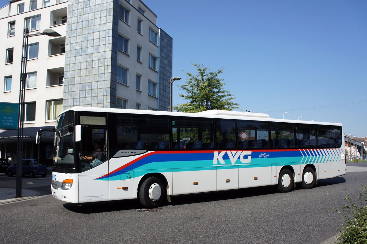 Bus Aschaffenburg / Verkehrsgemeinschaft am Bayerischen Untermain (VAB): Setra S 417 UL der Kahlgrund-Verkehrs-Gesellschaft mbH (KVG), aufgenommen im September 2016 in der Nähe vom Hauptbahnhof in Aschaffenburg.