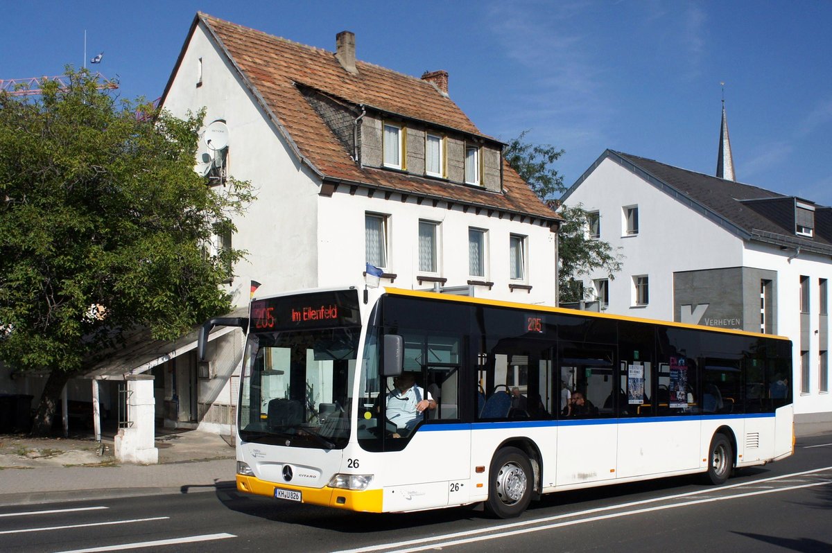 Bus Bad Kreuznach: Mercedes-Benz Citaro Facelift der Verkehrsgesellschaft mbH Bad Kreuznach (VGK). Aufgenommen im August 2017 im Stadtgebiet von Bad Kreuznach.