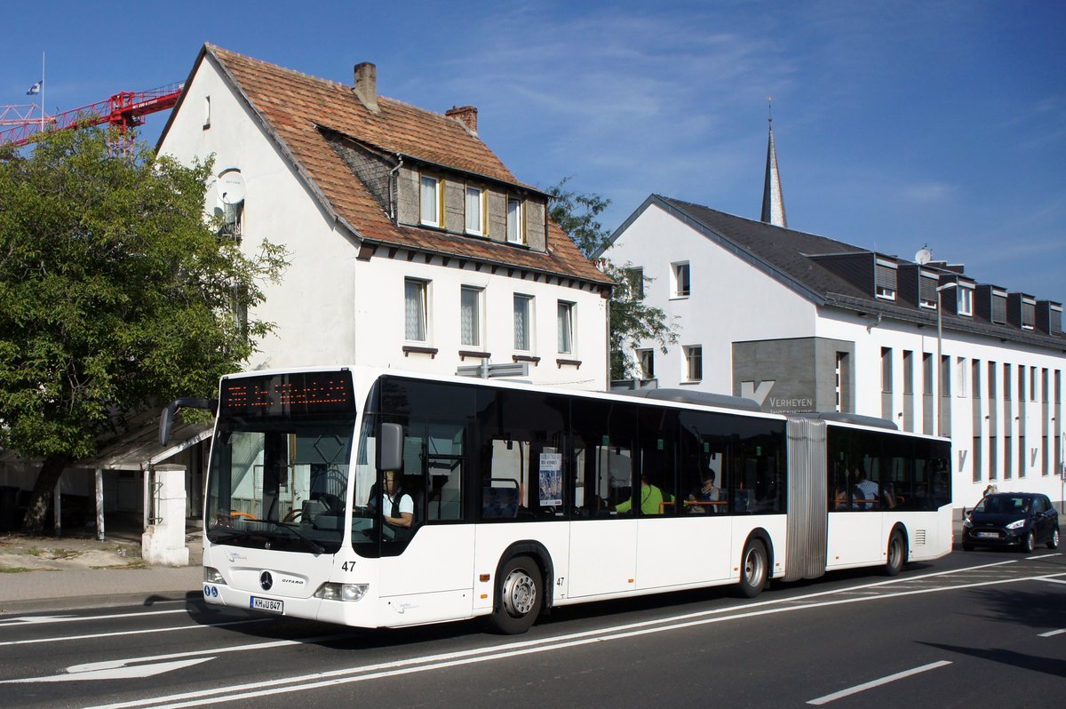 Bus Bad Kreuznach: Mercedes-Benz Citaro Facelift G der Verkehrsgesellschaft mbH Bad Kreuznach (VGK). Aufgenommen im August 2017 im Stadtgebiet von Bad Kreuznach.