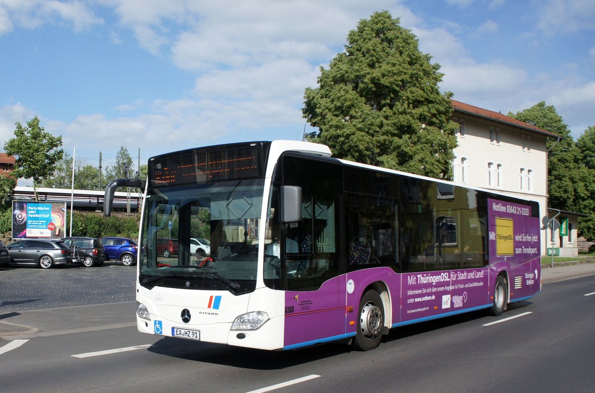 Bus Eisenach / Bus Wartburgkreis: Mercedes-Benz Citaro C2 vom Verkehrsunternehmen Wartburgmobil (VUW), eingesetzt im Stadtverkehr. Aufgenommen am Hauptbahnhof von Eisenach im Juni 2018.