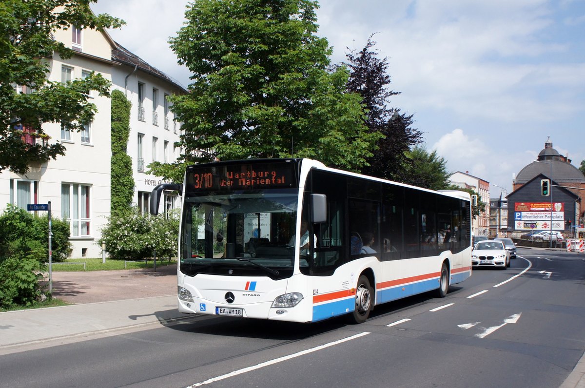 Bus Eisenach / Bus Wartburgkreis: Mercedes-Benz Citaro C2 vom Verkehrsunternehmen Wartburgmobil (VUW), eingesetzt im Stadtverkehr. Aufgenommen im Juni 2018 im Stadtgebiet von Eisenach.
