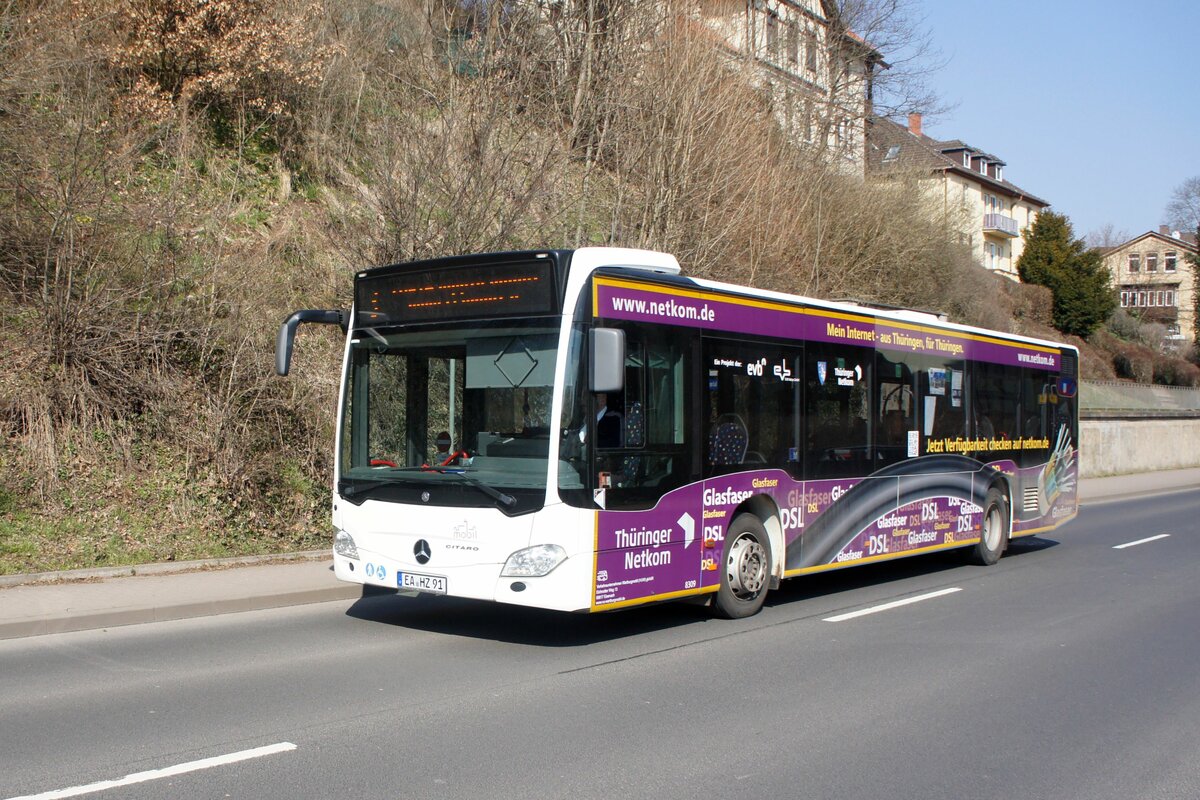 Bus Eisenach / Bus Wartburgkreis: Mercedes-Benz Citaro C2 (EA-HZ 91) vom Verkehrsunternehmen Wartburgmobil (VUW), aufgenommen im März 2022 im Stadtgebiet von Eisenach.