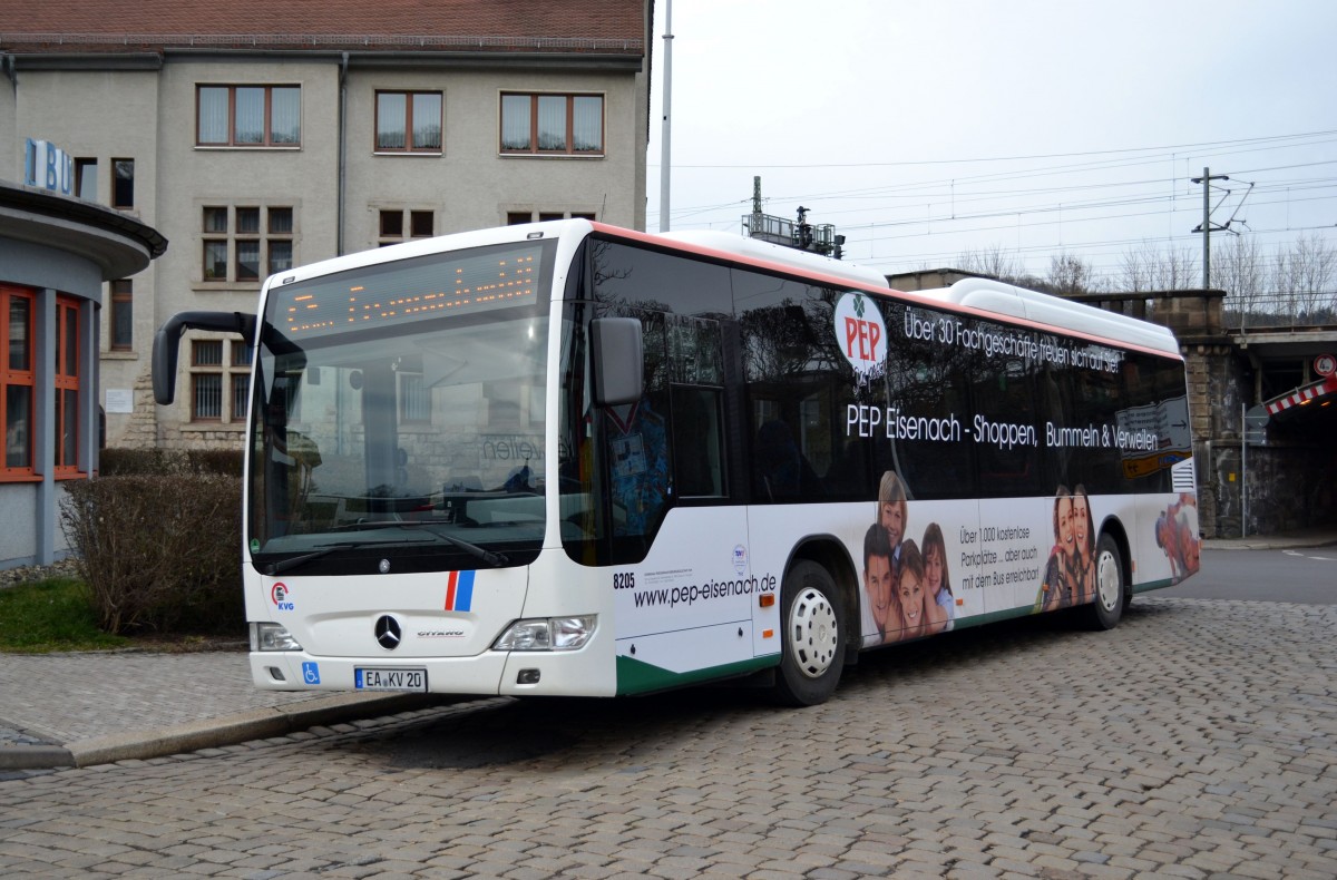 Bus Eisenach / Verkehrsgesellschaft Wartburgkreis mbH (VGW): Mercedes-Benz Citaro LE Ü der KVG Eisenach, eingesetzt im Überlandverkehr. Aufgenommen am Überlandbusbahnhof von Eisenach im März 2015.