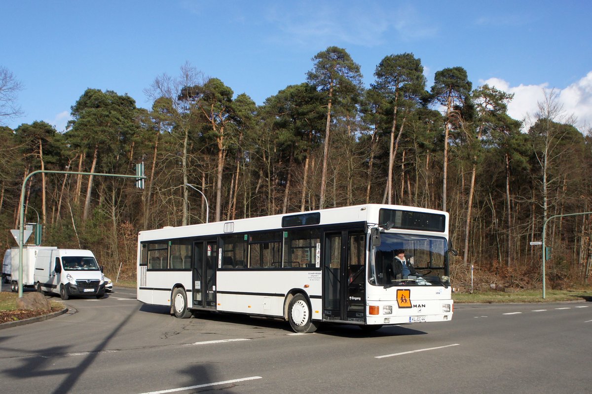 Bus Kaiserslautern / Verkehrsverbund Rhein-Neckar: MAN EL von Schary-Reisen GbR, aufgenommen im Februar 2018 im Stadtgebiet von Kaiserslautern.