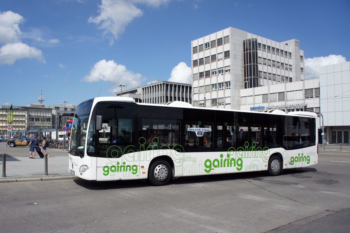 Bus Ulm: Mercedes-Benz Citaro C2 von Gairing Omnibusverkehr GmbH & Co. KG, aufgenommen im Juni 2016 am Hauptbahnhof in Ulm. 