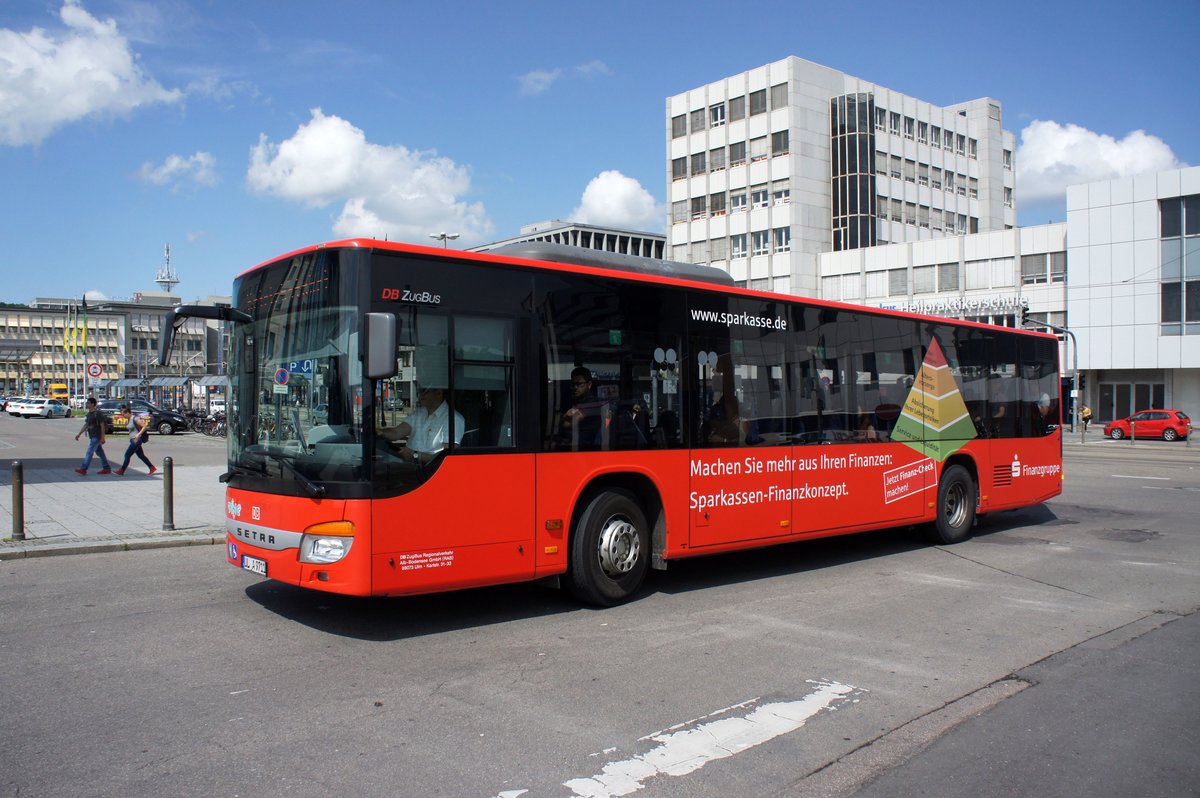 Bus Ulm: Setra S 415 NF von DB ZugBus Regionalverkehr Alb-Bodensee GmbH (RAB), aufgenommen im Juni 2016 am Hauptbahnhof in Ulm. 