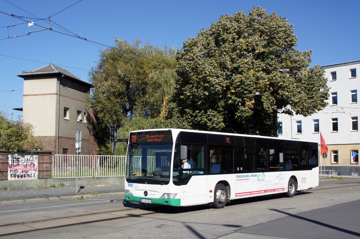 Bus Zwickau: Mercedes-Benz Citaro Facelift der RVW (Regionalverkehr Westsachsen GmbH), Wagen 8372, aufgenommen im Oktober 2015 am Hauptbahnhof in Zwickau.