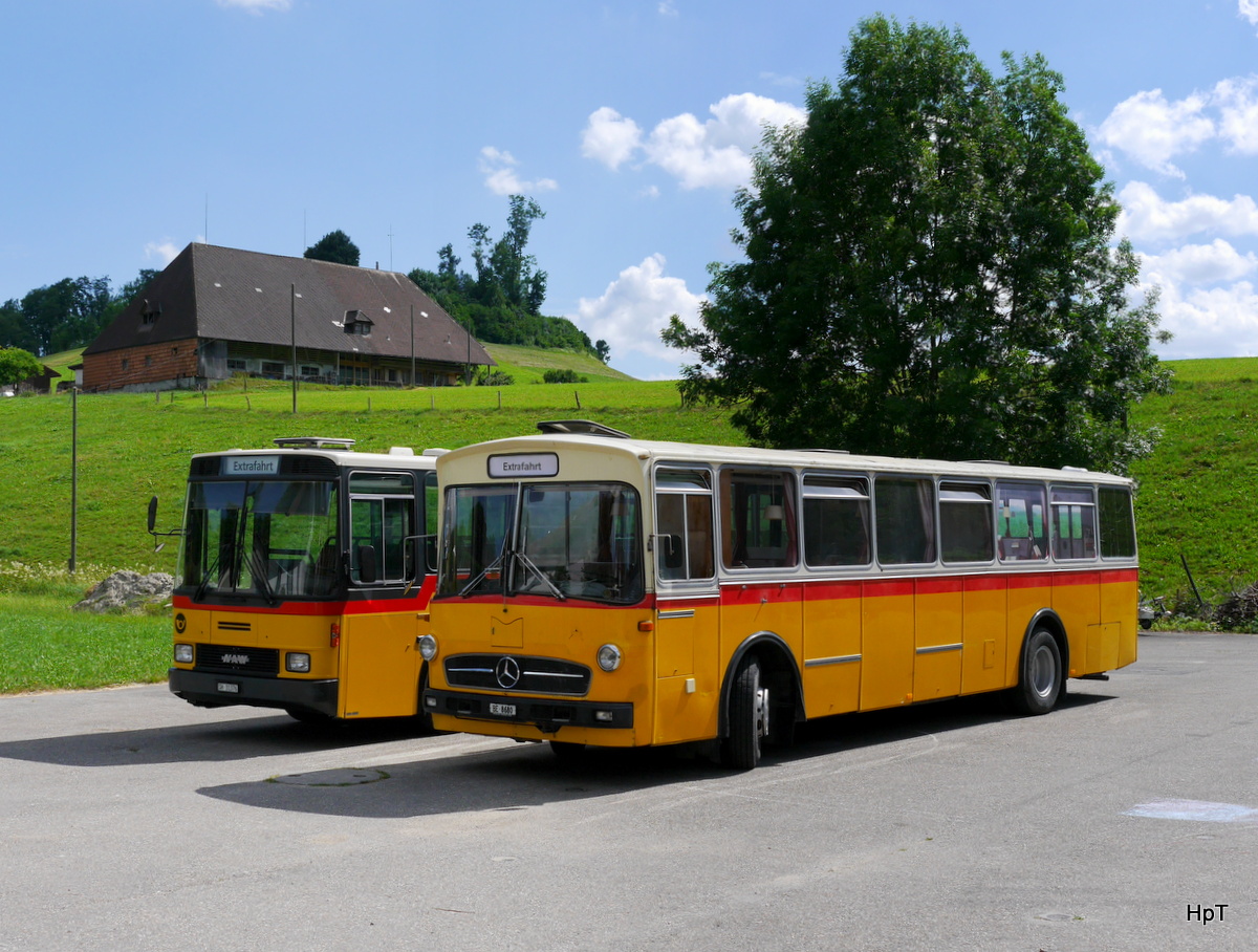 Bustag 2017 in Burgdorf - ex PTT Mercedes O 317 K mit NAW mit Fototermin in Heimiswil am 25.06.2017