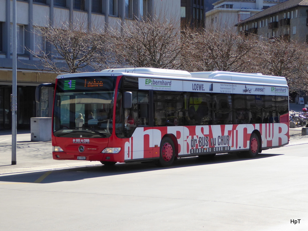 Chur Bus - Mercedes Citaro GR 97503 unterwegs vor dem Bahnhof in Chur am 26.03.2016