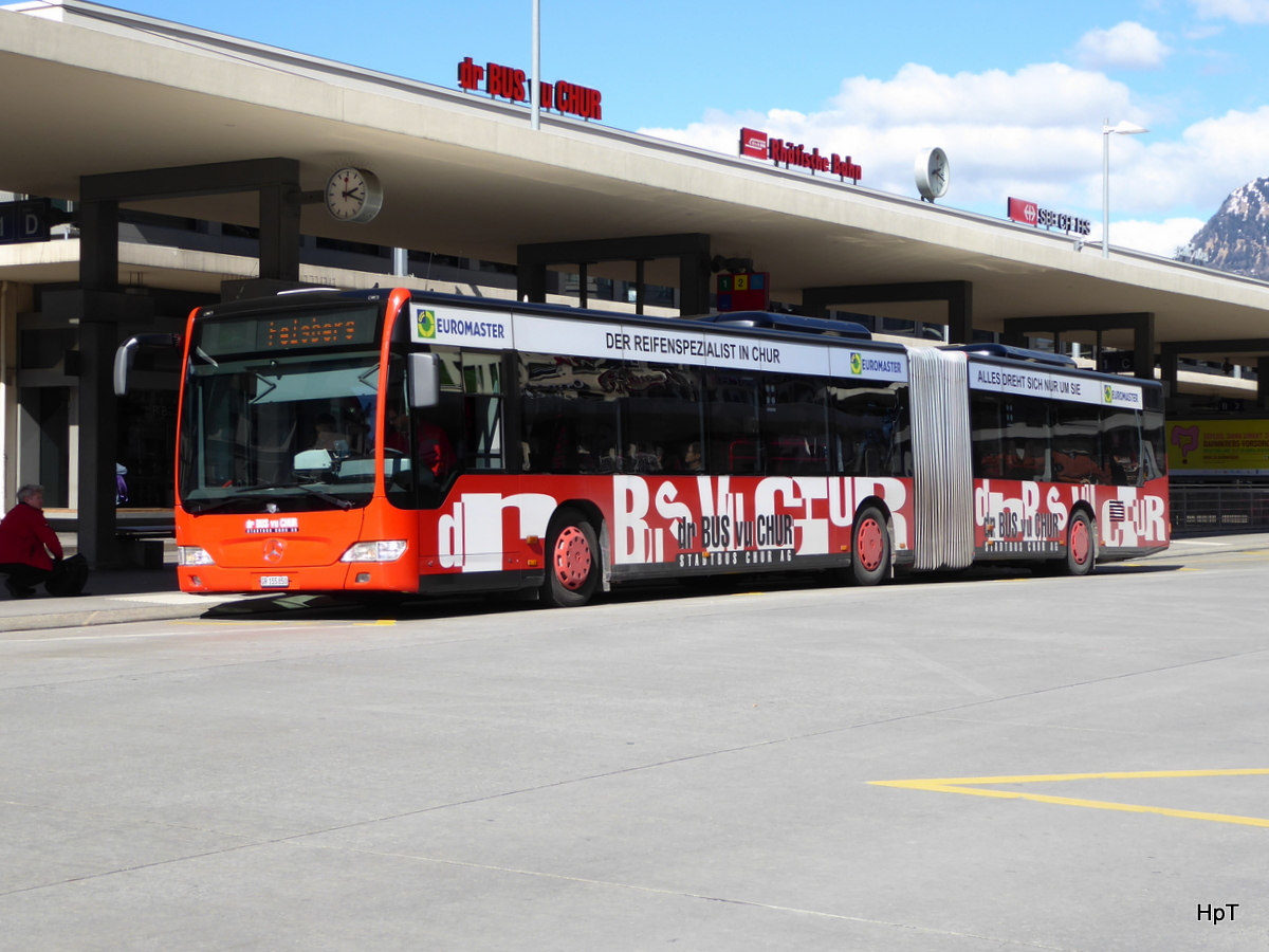 Chur Bus - Mercedes Citaro GR 155850 unterwegs vor dem Bahnhof in Chur am 26.03.2016