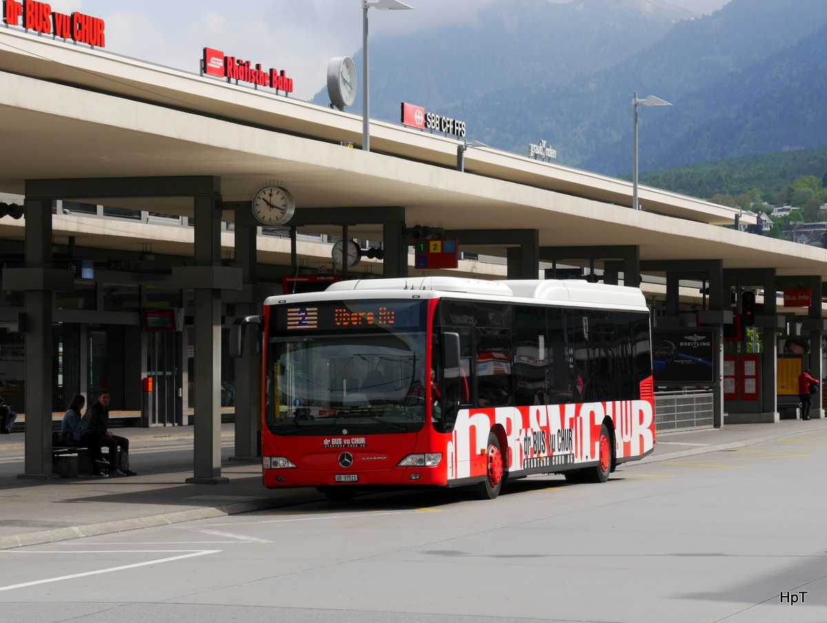 Chur Bus - Mercedes Citaro GR 97511 vor dem Bahnhof in Chur unterwegs auf der Linie 2 am 15.05.2016