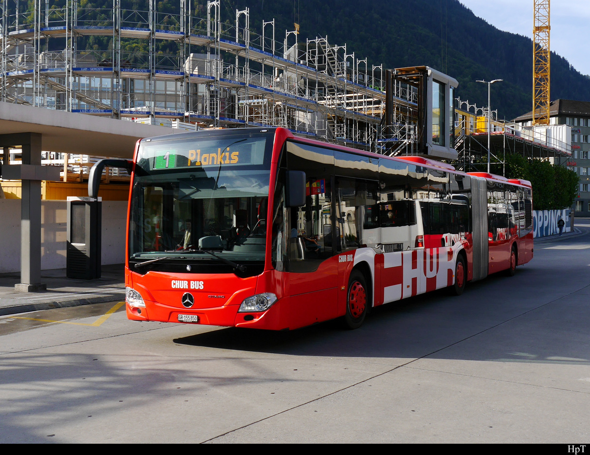 Chur Bus - Mercedes Citaro GR 155850 unterwegs auf der Linie 1 vor dem Bahnhof in Chur am 19.08.2018