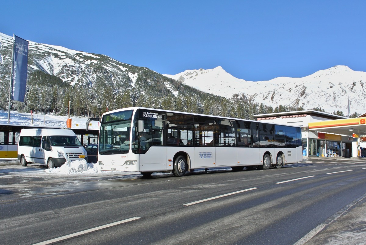 Citaro II (3-Achser) der Firma Kessler AG fhrt im Auftrag der VBD auf der Linie 1. Davos Wolfgang, 31.12.2013.