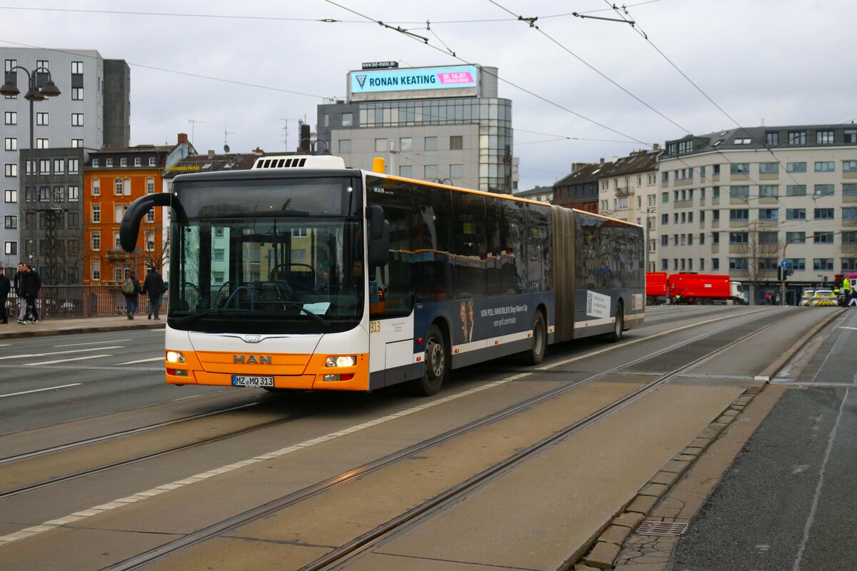 DB Regiobus Mitte MAN Lions City G Wagen 313 am 12.02.24 in Mainz Hauptbahnhof