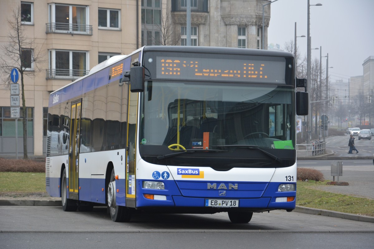 EB-PV 18 (MAN Lion's City Ü) steht am 18.02.2015 in Leipzig am Hauptbahnhof.
