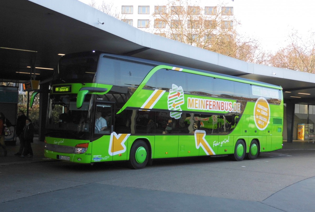 Ein Setra S 431 DT von Mein Fernbus (Fa.Albus München) auf Linie 6 nach Zürich am Berliner ZOB, 23.11.14