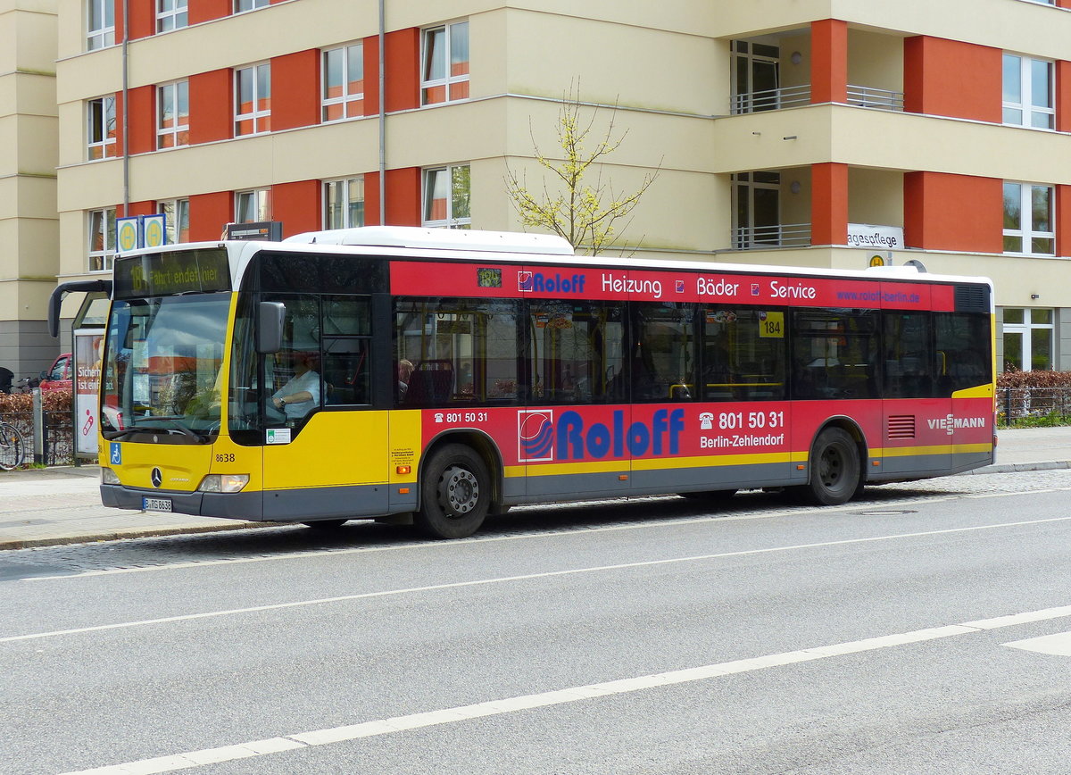 Fa. J. Hartmann im Auftrag der BVG, MB Citaro Wagen '8638' hier durch Teltow-Stadt im April 2016.