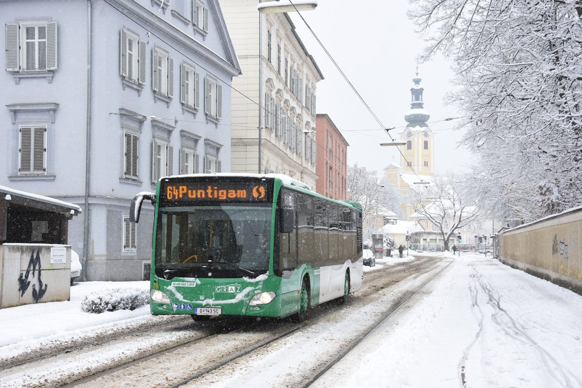 Graz 

Graz Linien Citaro 2 Euro 6 Wagen 79 als Linie 64 bei winterlichen Wetter in der Leonhardstraße, 07.02.2018.