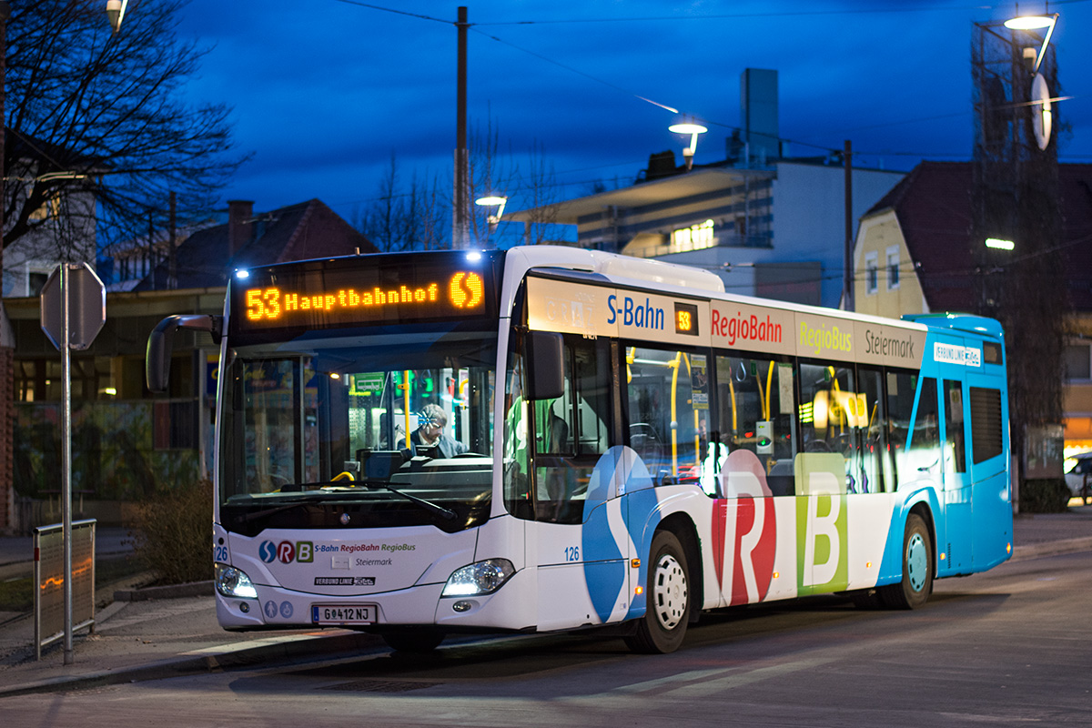 Graz 

Holding Graz Linien Citaro 2  Euro 6 WAgen 126  S-Bahn Steiermark  als Linie 53 in Andritz, 09.03.2017. 