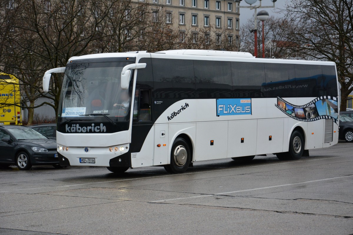 HEF-TR 84 (Temsa Safari HD) fährt am 10.01.2015 nach Düsseldorf für FlixBus. Aufgenommen am ZOB in Berlin.
