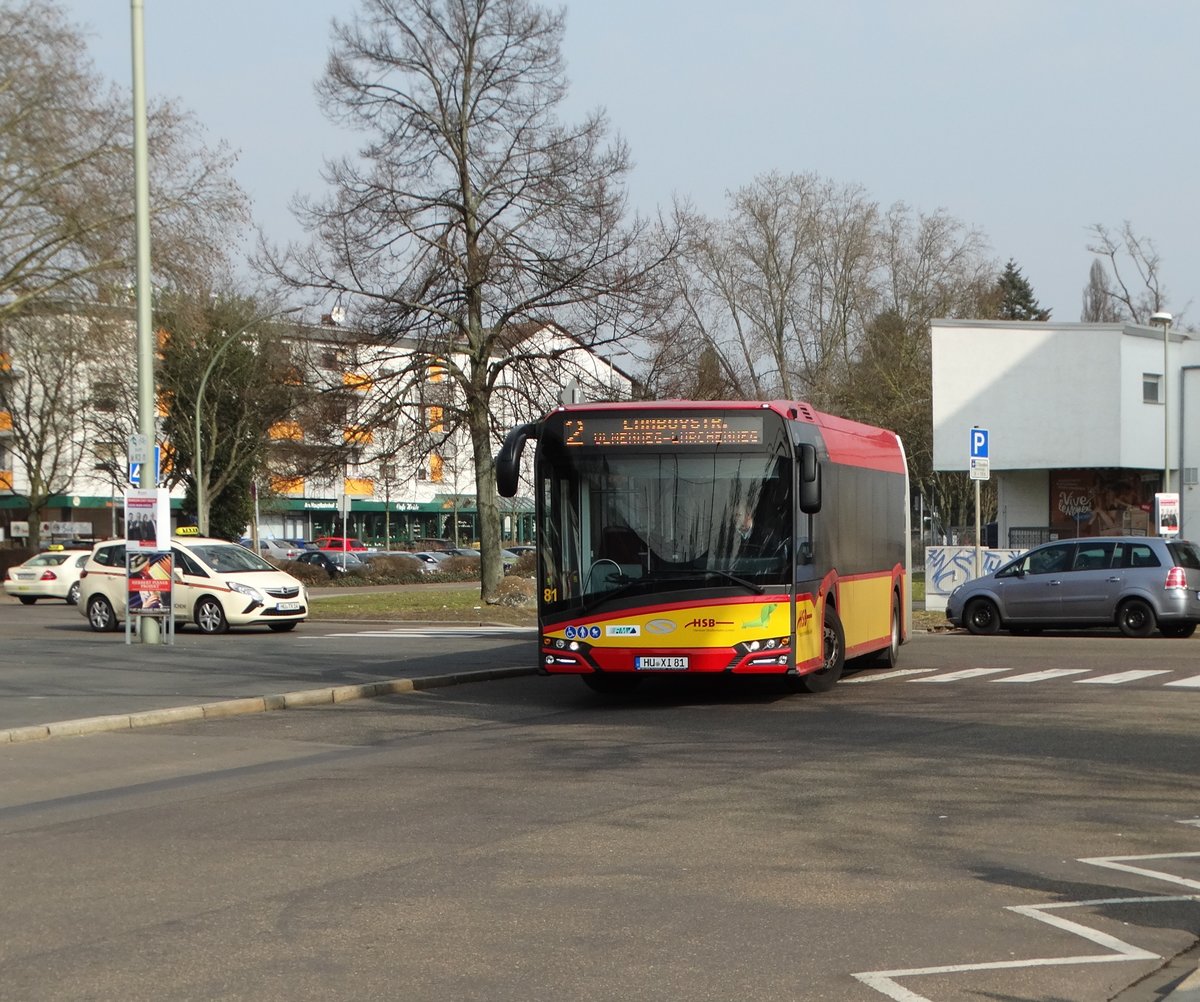 HSB Solaris Urbino 18 Wagen 81 am 10.03.16 in Hanau