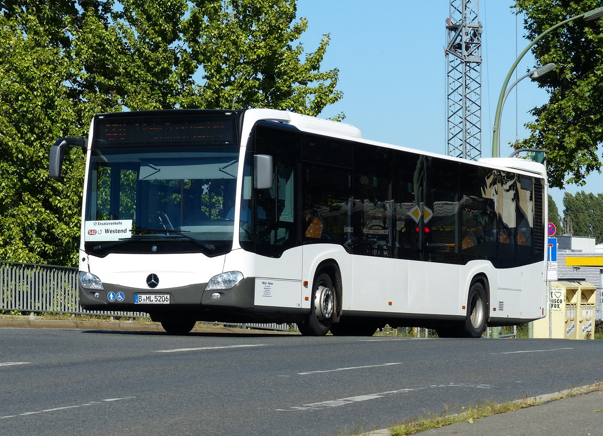 Im SEV -Ersatzverkehr S41/S42 (Ring) B-ML 5206, MB Citaro C2 (Mela) in Berlin Aug. 2016.