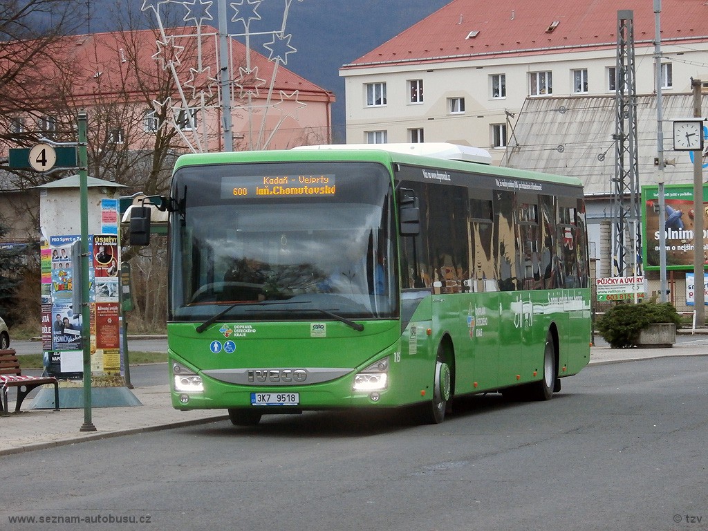 Iveco Crossway 13M LE #115 auf der Linie 600 aus Kadaň nach Vejprty. (Klášterec nad Ohří, 22.12.2014)