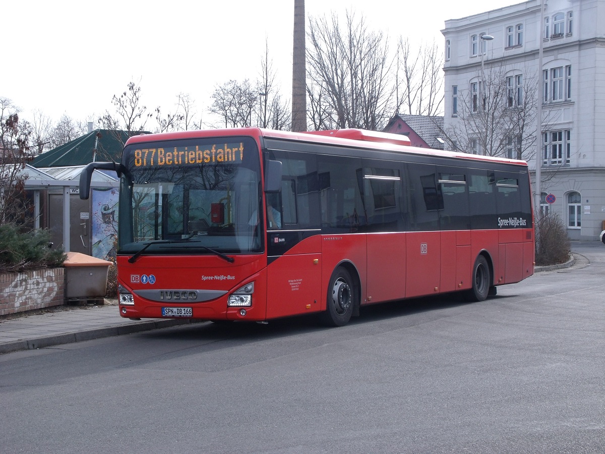 Iveco Crossway LE - SPN DB 166 - in Cottbus, Busbahnhof - am 23-Februar-2015