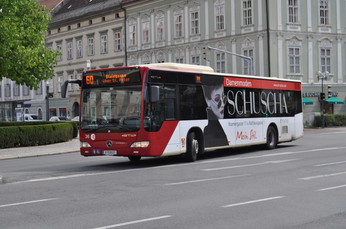 K-536 EY auf der Linie 60 in Klagenfurt unterwegs. Aufgenommen im Sommer 2013.