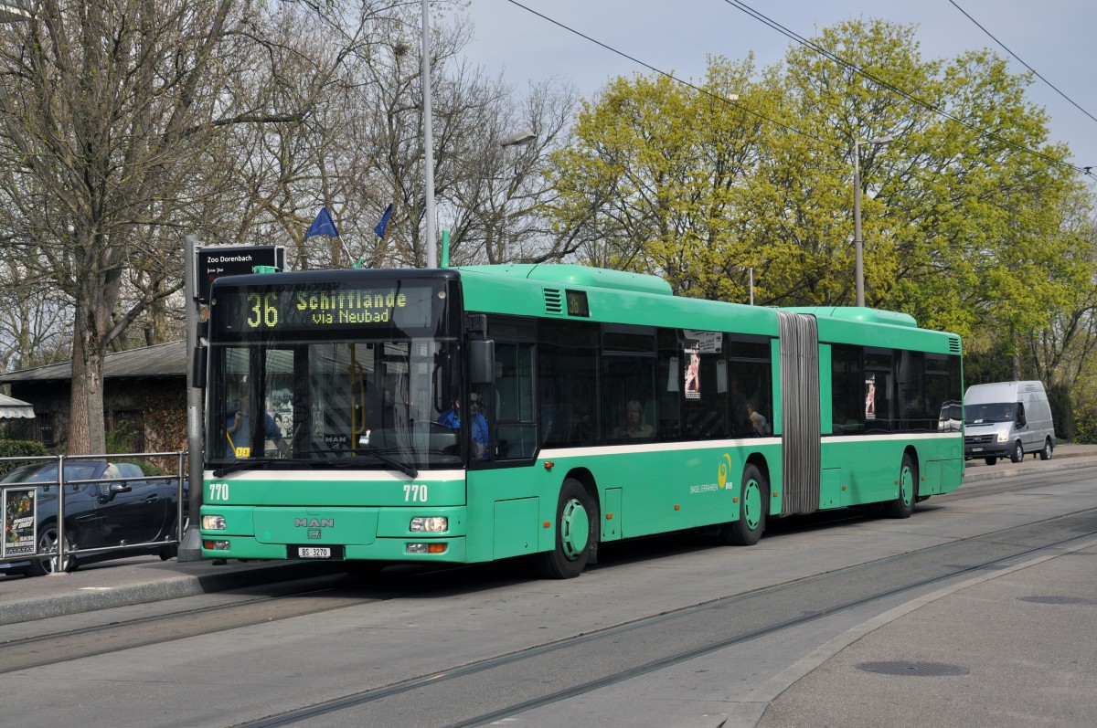 MAN Bus 770 auf der Linie 36 am ZOO Dorenbach. Die Aufnahme stammt vom 01.04.2014.